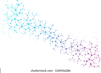 Scientific molecule background DNA double helix vector illustration with shallow depth of field. Mysterious wallpaper or banner with a DNA molecules. Health care and science innovation pattern