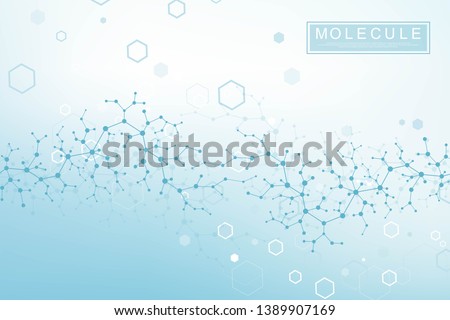Scientific molecule background DNA double helix illustration with shallow depth of field. Mysterious wallpaper or banner with a DNA molecules. Genetics information vector.