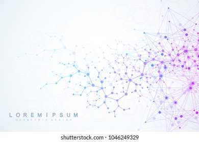 Scientific molecule background for medicine, science, technology, chemistry. Wallpaper or banner with a DNA molecules. Vector geometric dynamic illustration