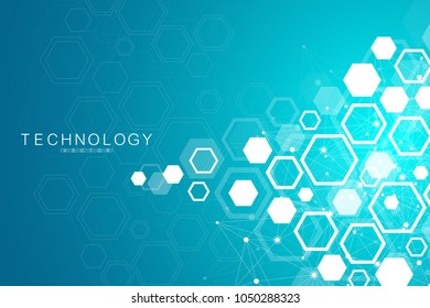 Scientific molecule background for medicine, science, technology, chemistry. Wallpaper or banner with a DNA molecules. Vector geometric dynamic illustration