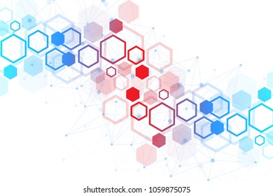 Scientific molecule background for medicine, science, technology, chemistry. Wallpaper or banner with a DNA molecules. Vector geometric dynamic illustration