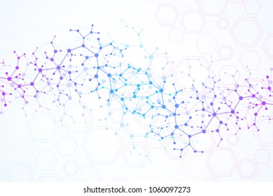 Scientific molecule background for medicine, science, technology, chemistry. Wallpaper or banner with a DNA molecules. Vector geometric dynamic illustration