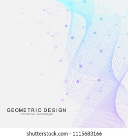 	
Scientific molecule background for medicine, science, technology, chemistry. Wallpaper or banner with a DNA molecules. Vector geometric dynamic illustration