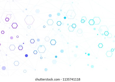 Scientific molecule background for medicine, science, technology, chemistry. Wallpaper or banner with a DNA molecules. Vector geometric dynamic illustration