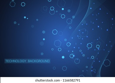 Scientific molecule background for medicine, science, technology, chemistry. Wallpaper or banner with a DNA molecules. Vector geometric dynamic illustration