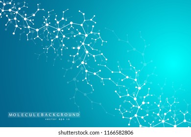 Scientific molecule background for medicine, science, technology, chemistry. Wallpaper or banner with a DNA molecules. Vector geometric dynamic illustration