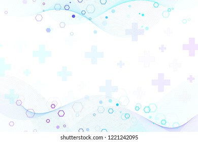 Scientific molecule background for medicine, science, technology, chemistry. Waves flow. Wallpaper or banner with a DNA molecules. Vector geometric dynamic illustration.