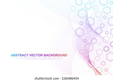 Scientific molecule background for medicine, science, technology, chemistry. Wallpaper or banner with a DNA molecules. Vector geometric dynamic illustration
