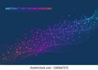 Scientific molecule background for medicine, science, technology, chemistry. Wallpaper or banner with a DNA molecules. Vector geometric dynamic illustration
