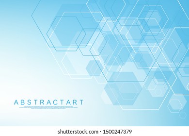 Scientific molecule background for medicine, science, technology, chemistry. Science template wallpaper or banner with a DNA molecules. Dynamic wave flow. Molecular vector illustration