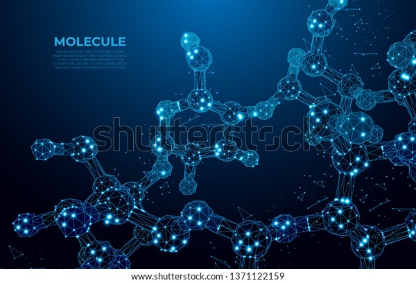 医学 科学 技術 化学のための科学分子の低ポリワイヤフレーム背景 Dna分子を含む壁紙またはバナー ポリゴンワイヤフレームの未来的なイメージ のベクター画像素材 ロイヤリティフリー