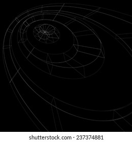 Scientific perspective lattice dark background, abstract netting surface with lines mesh. Web graphic structure backdrop, engineering sketch.