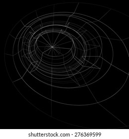 Scientific perspective lattice dark background, abstract netting surface with lines mesh. Web graphic structure backdrop, engineering sketch.