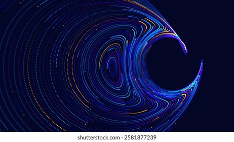 Scientific Physics Research Background. Abstract Science Blue Lines and Dots Particles Fractal Backdrop. Quantum Mechanics Chaos. Vector Illustration.