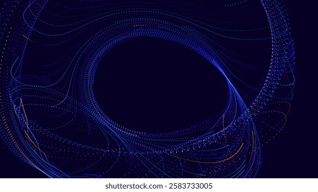 Scientific Physics Research Background. Abstract Science Blue Lines and Dots Particles Fractal Backdrop. Quantum Mechanics Chaos. Vector Illustration.