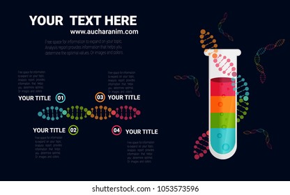 Scientific presentation, DNA structure in Tube experiments, test tube. Abstract infographics. can be used for infographics, Vector Illustration, Creative concept for infographic, steps or processes.