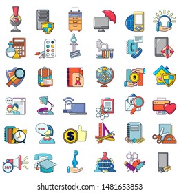 Scientific process icons set. Cartoon set of 36 scientific process vector icons for web isolated on white background
