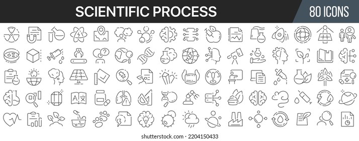 Scientific process line icons collection. Big UI icon set in a flat design. Thin outline icons pack. Vector illustration EPS10