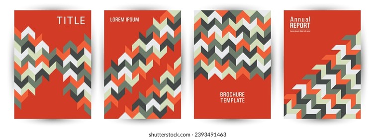 Scientific publication cover layout set geometric design. Swiss style modern banner layout set Eps10. Tile geometric elements backdrop A4 cover design