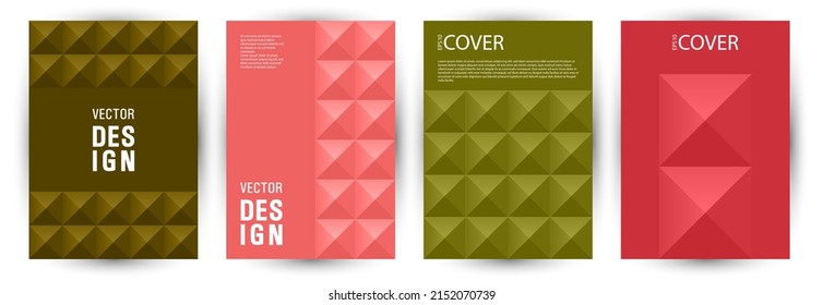 Scientific publication cover page mokup bundle A4 design. Bauhaus style retro banner template bundle Eps10. Mosaic geometric elements composition vertical card design