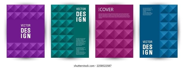 Wissenschaftliche Publikation Titelblatt-Bundle Vektordesign. Suprematism Stil modernen Titel Seite Layout Bundle Vektorgrafik. Struktur der geometrischen Formen der Tile A4-Karte