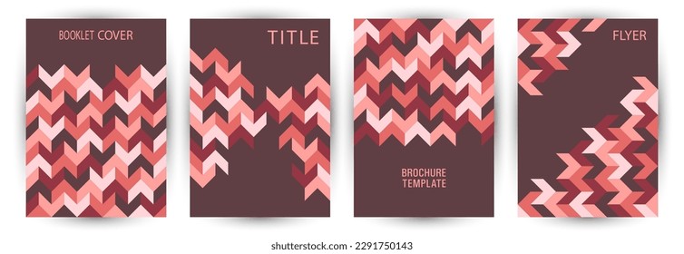 Diseño de página principal de la publicación científica que establece el diseño gráfico. Modernismo estilo trendy diario burlup set vector. Diseño de tarjeta vertical de composición de elementos geométricos