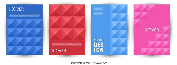 Scientific publication front page mokup bundle geometric design. Minimalist style creative certificate layout bundle Eps10. Mosaic geometric shapes background vertical card design