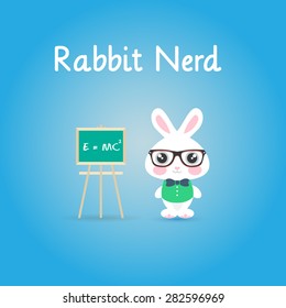 Scientific rabbit with glasses. Nerd Background.