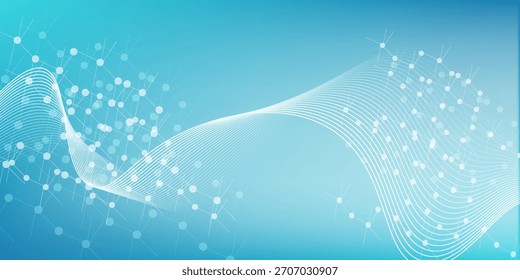 Ilustração raster científica de estruturas moleculares. Pesquisa de DNA molecular como conceito. Padrão químico, ilustração