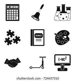 Scientific record icons set. Simple set of 9 scientific record vector icons for web isolated on white background