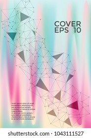 Scientific report template. Global network connection tech grid. Interlinked nodes, molecular or social media, web structure concept. Information technology concept cover.
