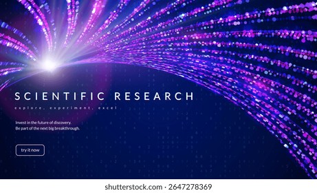 Antecedentes De Investigação Científica. Blue Tech Cosmos Bg. Rede Espacial. Biotecnologia Design Gráfico Com Luz E Linha Científica. Padrão De Ciência De Dados Abstrato Com Pontos. 