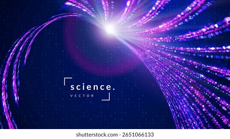 Antecedentes De Investigação Científica. Blue Tech Cosmos Bg. Rede Espacial. Conceito De Neurônio Com Fluxo Geométrico E Estilo De Vetor De Luz. Padrão De Ciência De Dados Abstrato Com Pontos. 