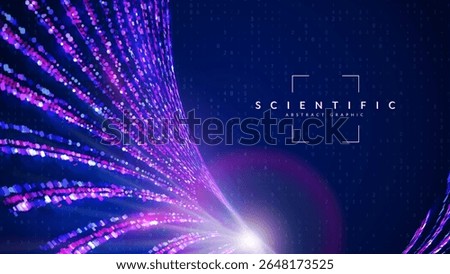 Scientific Research Background. Blue Tech Cosmos Bg. Space Network. Digital Vector Banner For Ai, Biology, And Biotech Event. Abstract Data Science Pattern With Dots. 