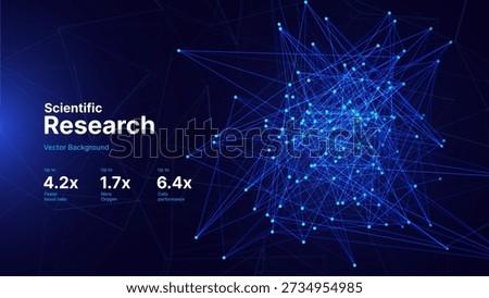 Scientific Research Background with Glowing Blue Neural Connections, Abstract Network Visualization for AI, Nanotech, or Cell Technology. Vector Illustration.