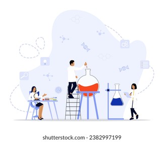Ilustración conceptual de la investigación científica. Adecuado para página de inicio, ui, web, tarjeta de introducción de aplicaciones, editorial, volante y banner.