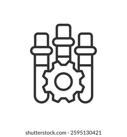 Scientific Research, icon in line design. Scientific research, research, science, experimentation, discovery, laboratory, studies on white background vector. Scientific research, editable stroke icon