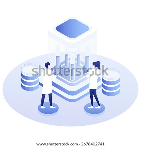 Scientific Research and Laboratory Testing Isometric Vector Illustration