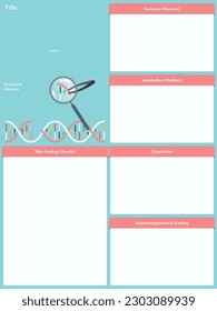 Scientific research poster template vector illustration with gene editing graphical abstract