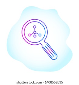Scientific research vector icon, magnifier and atomic structure on white background