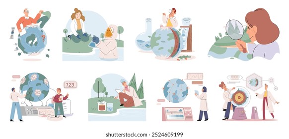 Scientific research. Vector illustration. Scientific experiments aim to test specific hypotheses and gather empirical evidence Tests conducted during scientific research provide crucial data