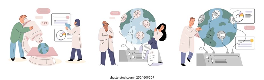 Scientific research. Vector illustration. Science research plays crucial role in expanding our knowledge and understanding Researchers employ rigorous methodologies to ensure validity their scientific