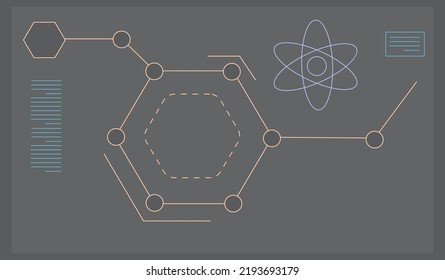 Scientific scheme on blackboard. Research data. Physical model isolated on white background