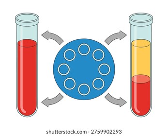 Scientific of separation in test tubes with circular centrifuge diagram science laboratory