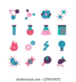 Scientific study flat icon set