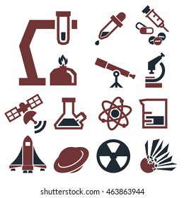 scientific study icon set