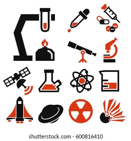scientific study icon set