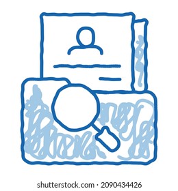 estudio científico del vector de iconos de esbozo de recursos humanos personales. Estudio científico de la línea azul del doodle dibujado a mano de la señal de los recursos humanos personales. ilustración de símbolo aislado