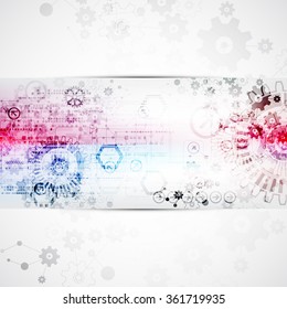 Scientific technical background scheme gears. Gearwheel and linear structure, spin and rotate, vector illustration