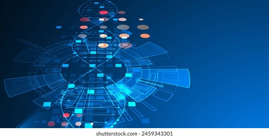 Scientific and technological background. Abstract image of DNA molecule. Vector illustration. Hand drawn.